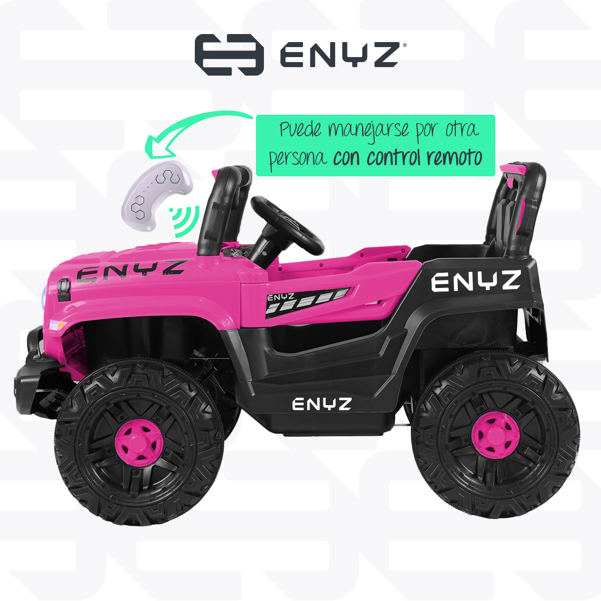 Camioneta Jeep Montable para niña niño Eléctrico Carro Todo terreno Con Control Remoto BCX-6 Enyz luces frontales con multi Led Música Bluetooth Edades de 1 a 4 años