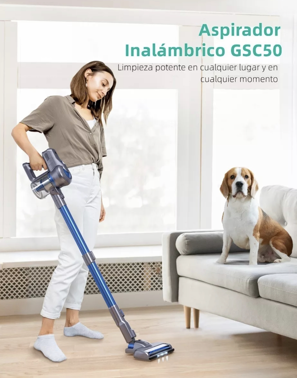 Aspiradora inalámbrica 6 in 1 Greenote GSC50 23Kpa 200W gris y azul