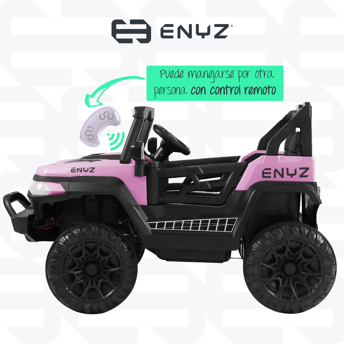 Camioneta Montable Eléctrico Con Control Remoto para niña niño con asientos de piel carro Todo terreno BCX-7 Enyz Led neon y muticolor Música Bluetooth edades de 2 a 5 años