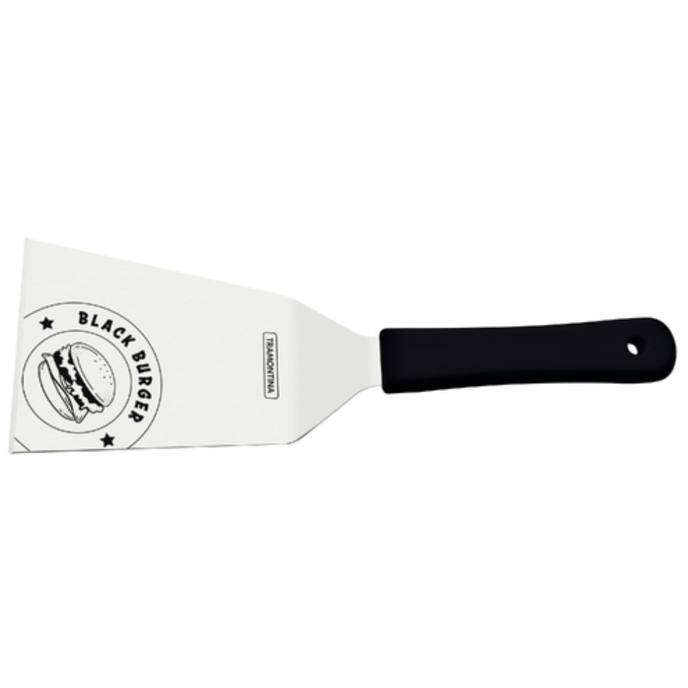 Espátula para Hamburguesas Tramontina de Acero Inoxidable Mango Negro 6 Pulgadas Aptas Lavavajillas