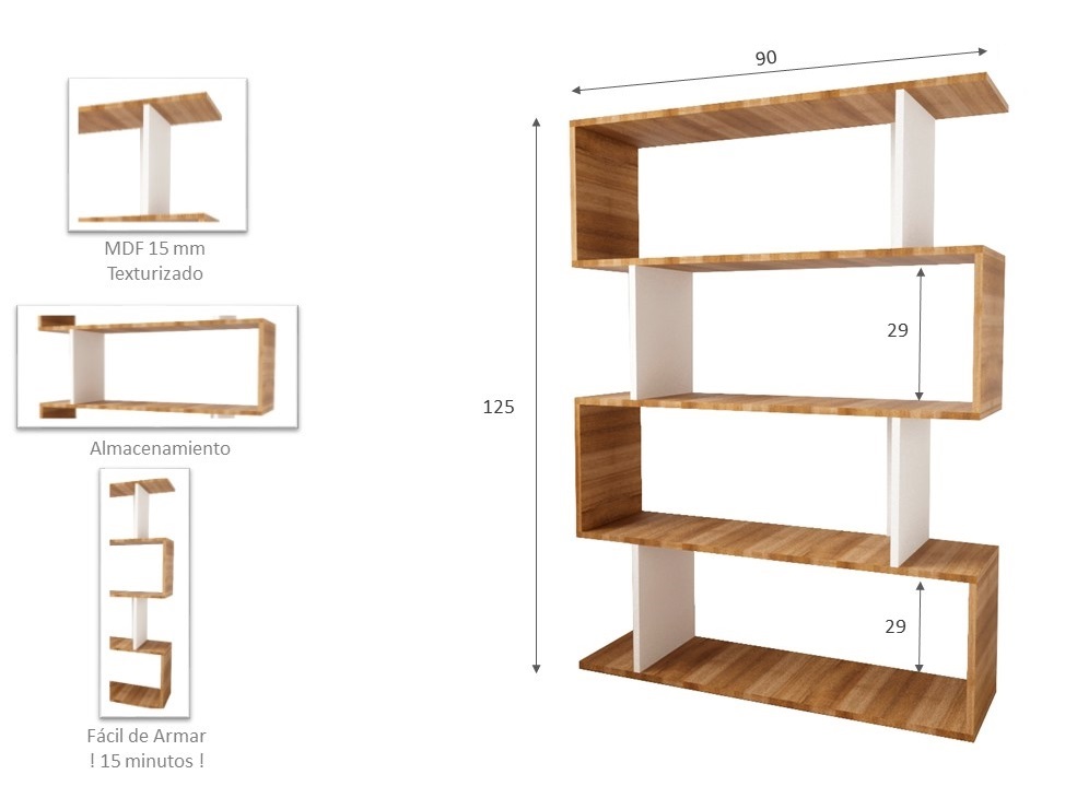 Librero Minimalista Monarca con Blanco 