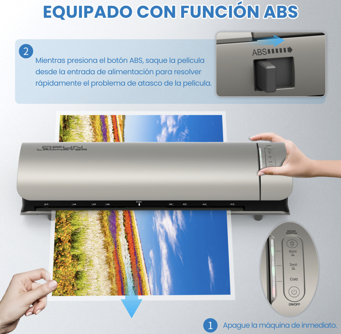 Laminadora Enmicadora 13 Pulgadas Térmica Frío Y Foil Compatible Con Carta a4 oficio legal tabloide a3 30 Micas Incluidas Para Uso En Oficina Y Hogar Qfun ML-MX-SL999-S
