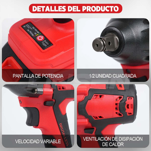 Llave De Impacto Inalámbrica Pistola Taladro Eléctrica 2pila