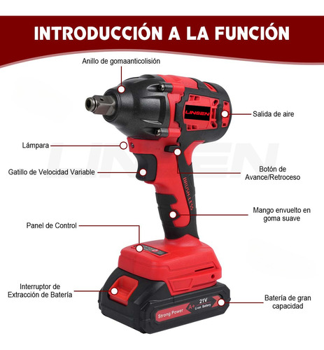 Llave De Impacto Inalámbrica Pistola Taladro Eléctrica 2pila