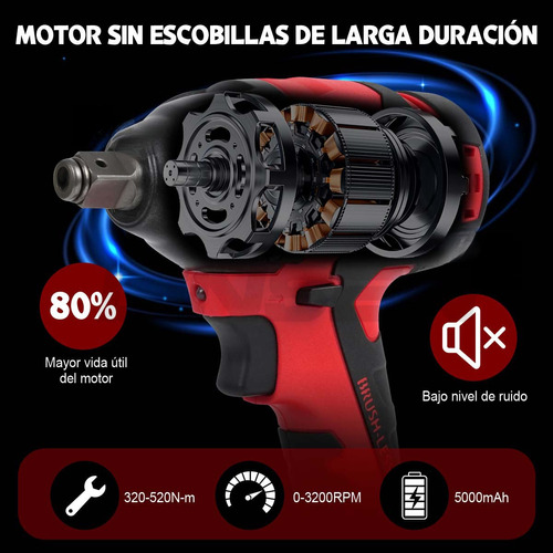 Llave De Impacto Inalámbrica Pistola Taladro Eléctrica 2pila