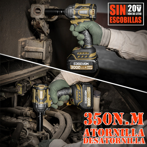 Llave De Impacto Inalámbrico Kit Edoevom Con 2baterías 3.0ah