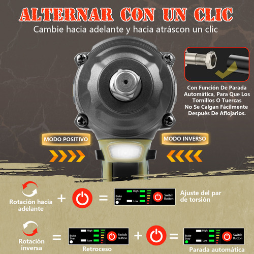 Llave De Impacto Inalámbrico Kit Edoevom Con 2baterías 3.0ah