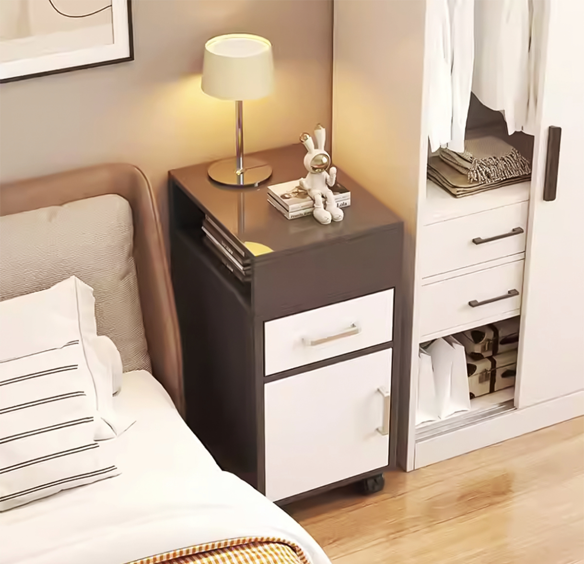Buros De Madera Sencillos De Alta Calidad En Blanco Y Negro De Madera Con Tres Cajones