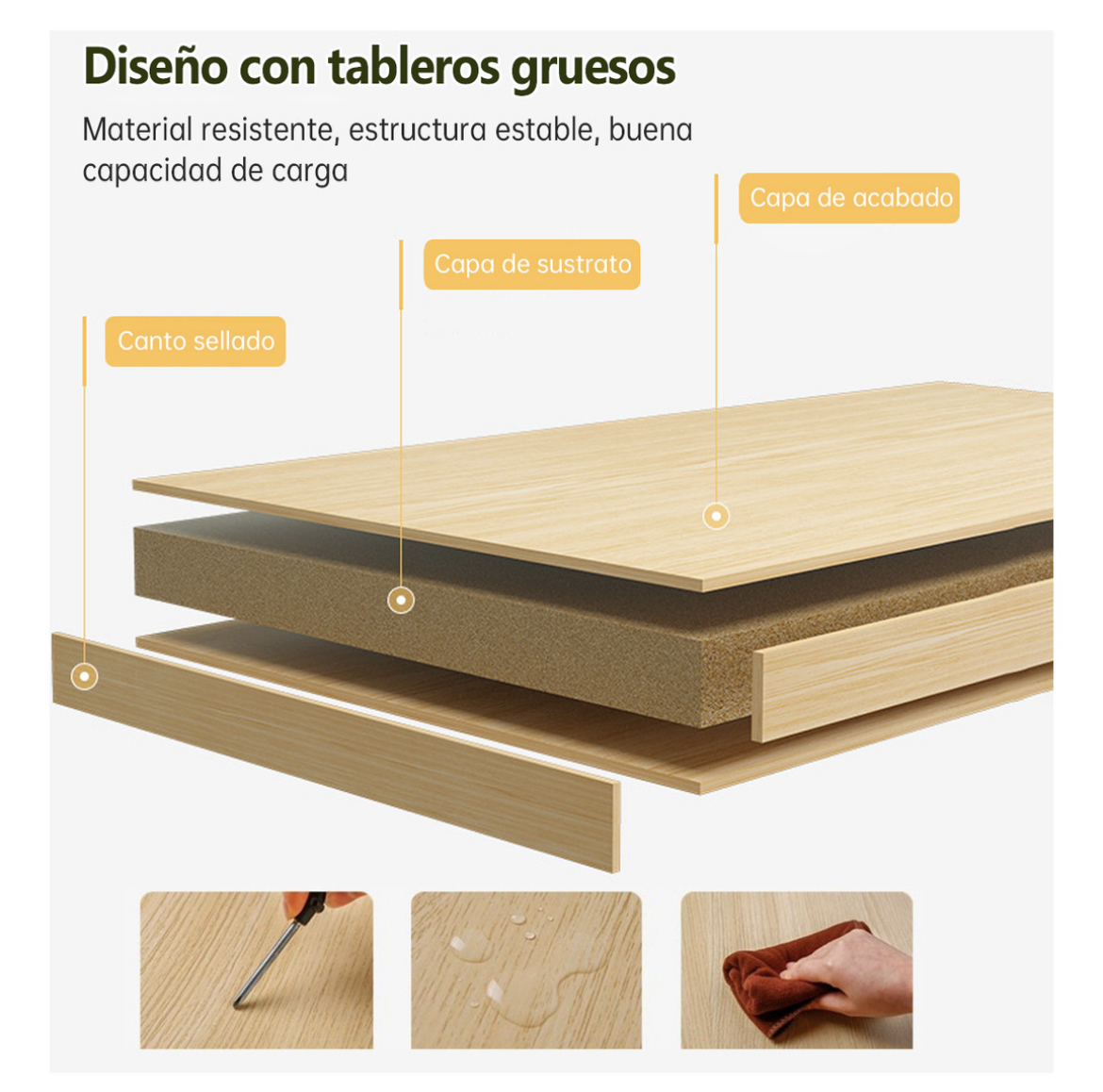 Buros De Madera Sencillos De Alta Calidad En Blanco Y Negro De Madera Con Tres Cajones