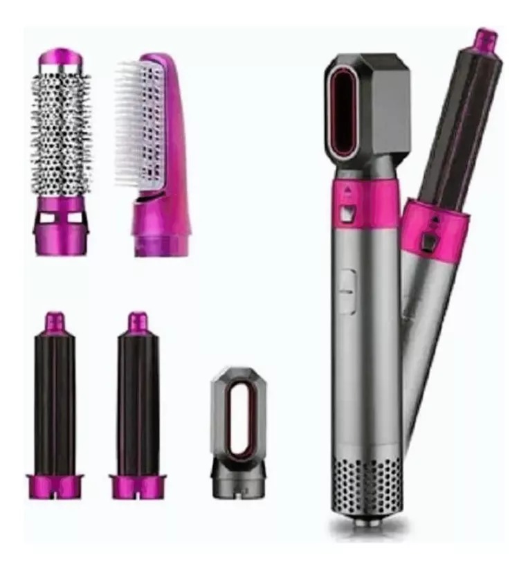 Hot Air Styler 5 En 1 Secador Ondulador Cepillo Alisador Color Rosa 110v