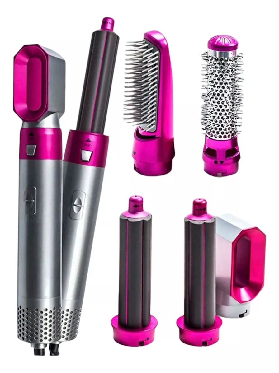 Hot Air Styler 5 En 1 Secador Ondulador Cepillo Alisador Color Rosa 110v
