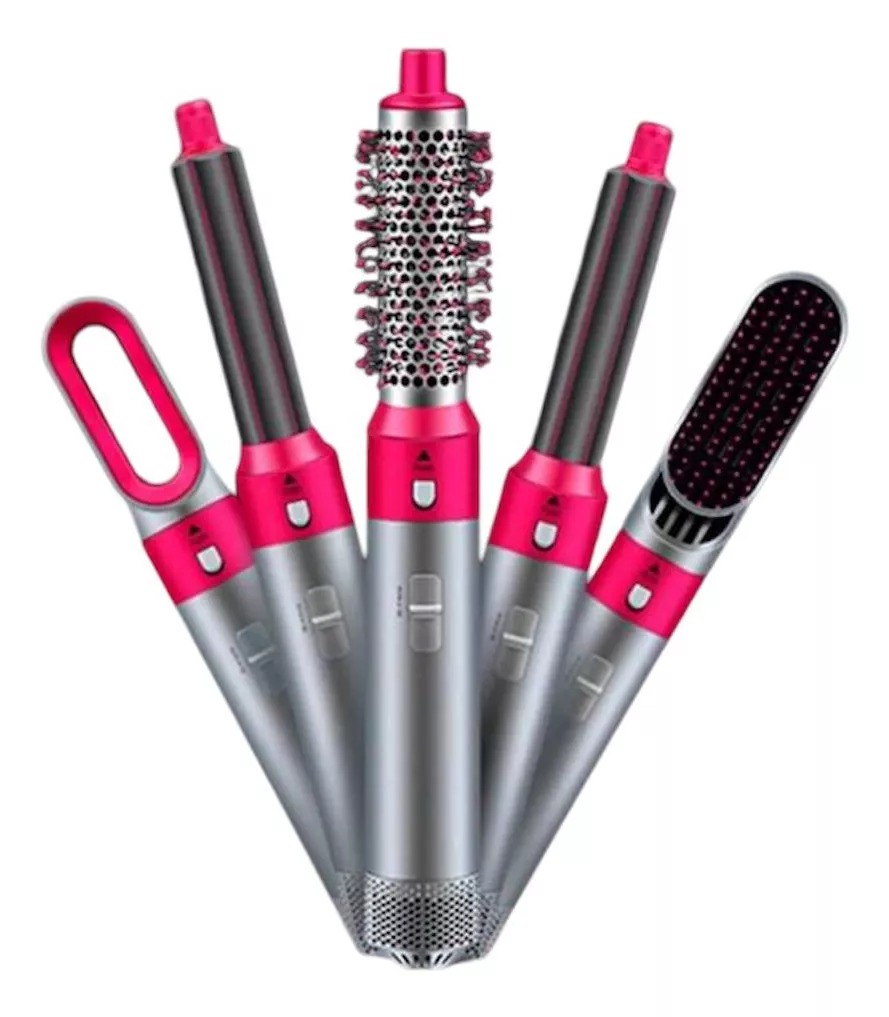 Hot Air Styler 5 En 1 Secador Ondulador Cepillo Alisador Color Rosa 110v