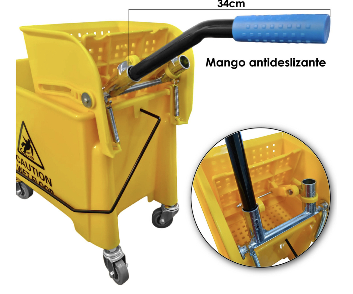 Cubeta De Carrito Con Exprimidor 20 Litros Plastico