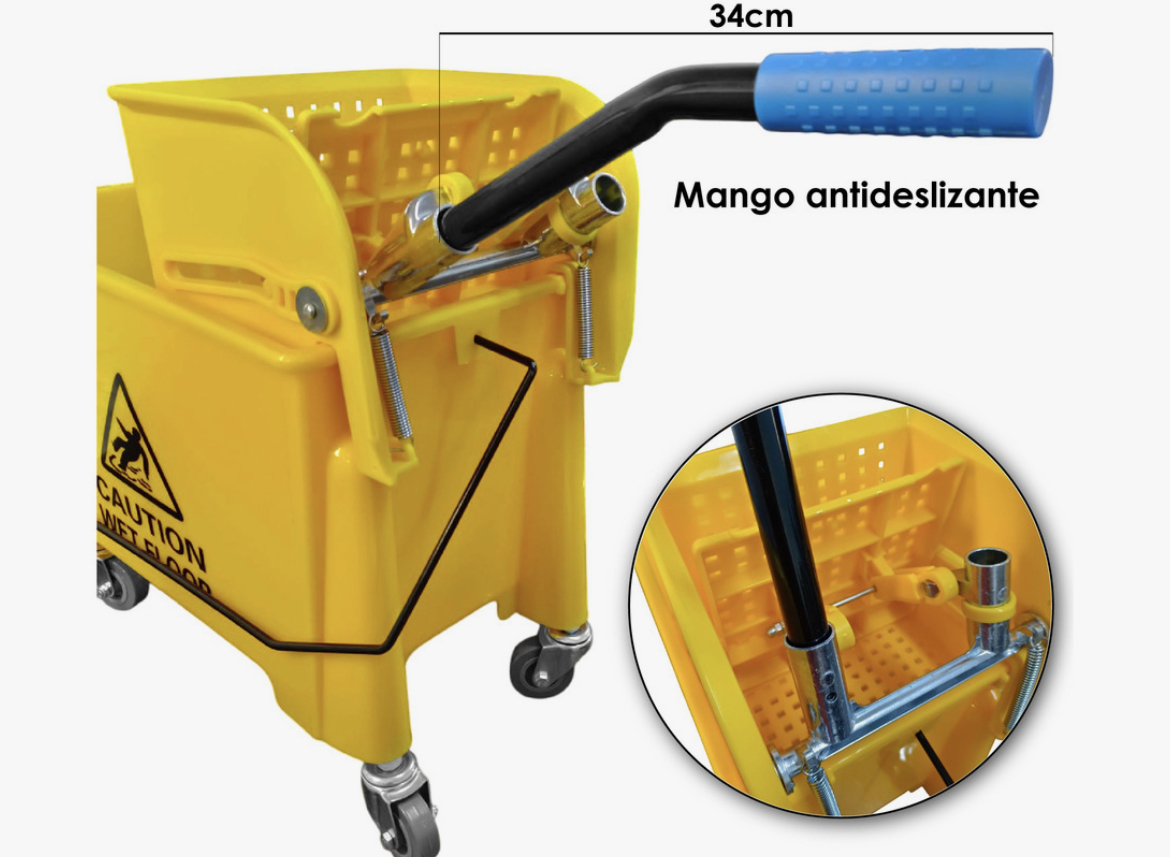 Cubeta De Carrito Con Exprimidor 20 Litros Plastico