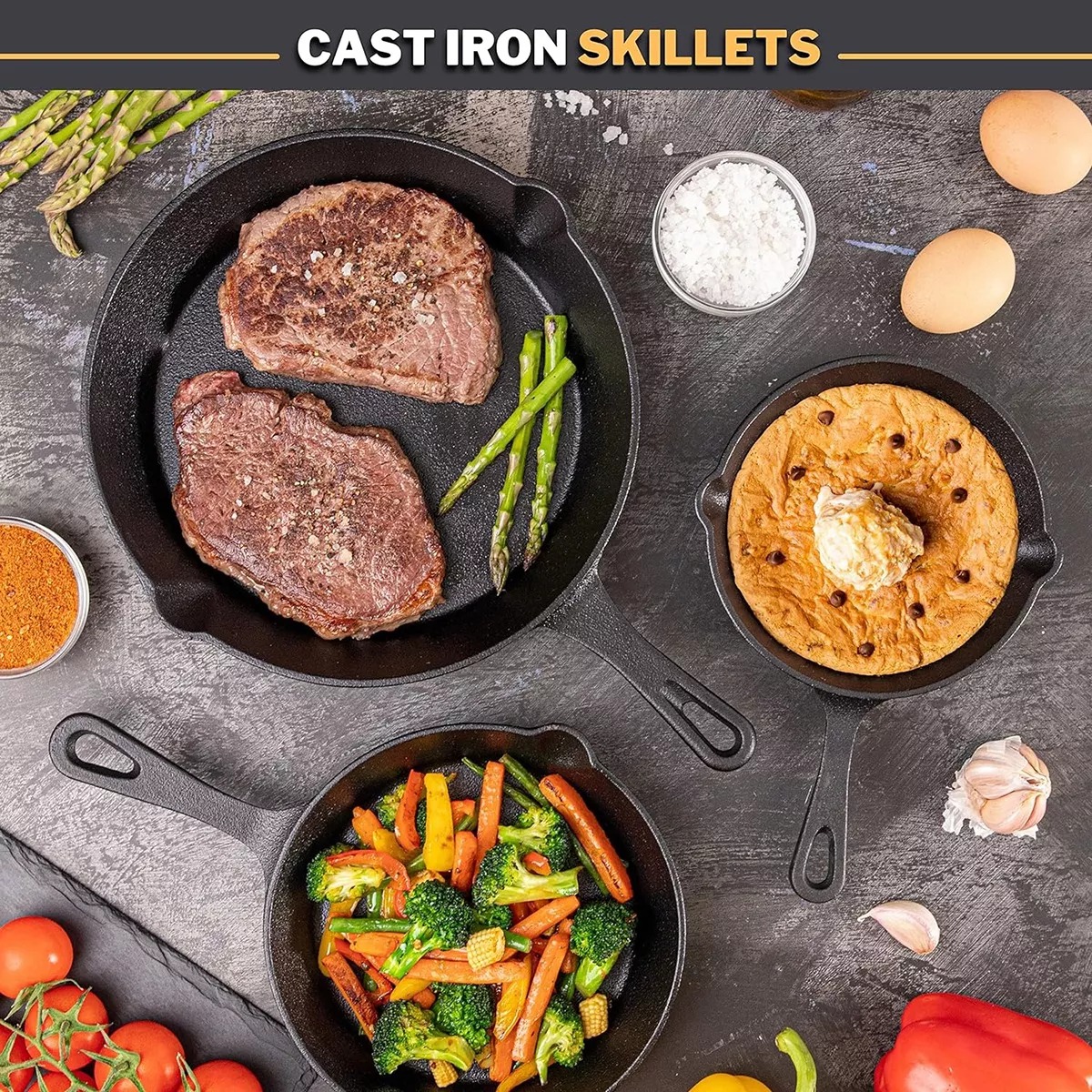 4pcs Sartenes De Hierro Fundido Skillet Sarten Para Cocinar