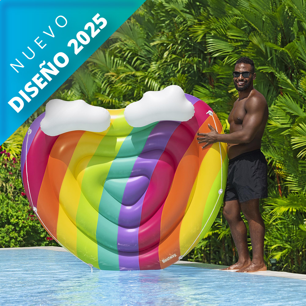 Inflable Montable Salvavidas Bestway Corazon Arcoiris 1.75m