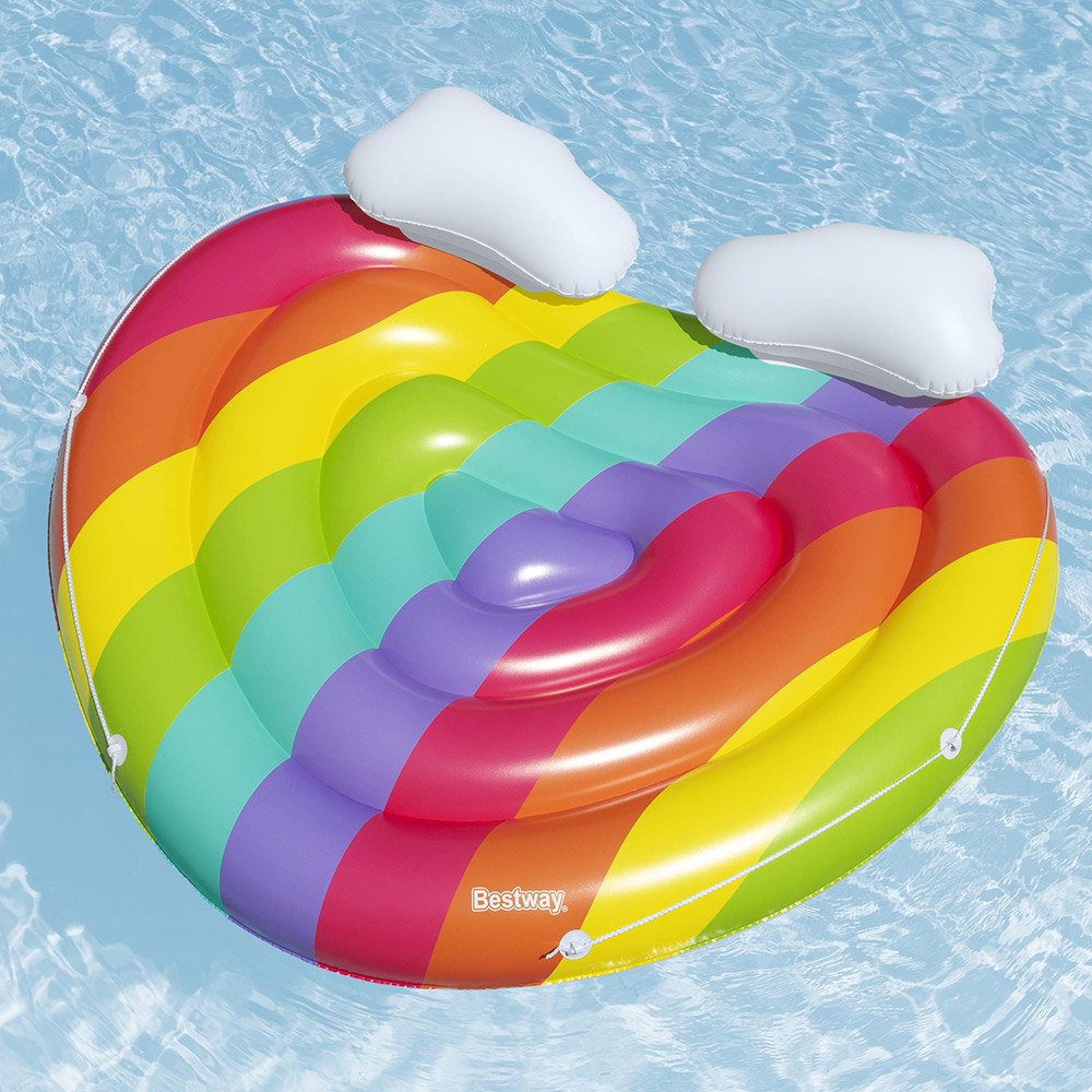 Inflable Montable Salvavidas Bestway Corazon Arcoiris 1.75m