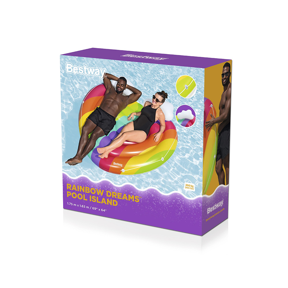 Inflable Montable Salvavidas Bestway Corazon Arcoiris 1.75m