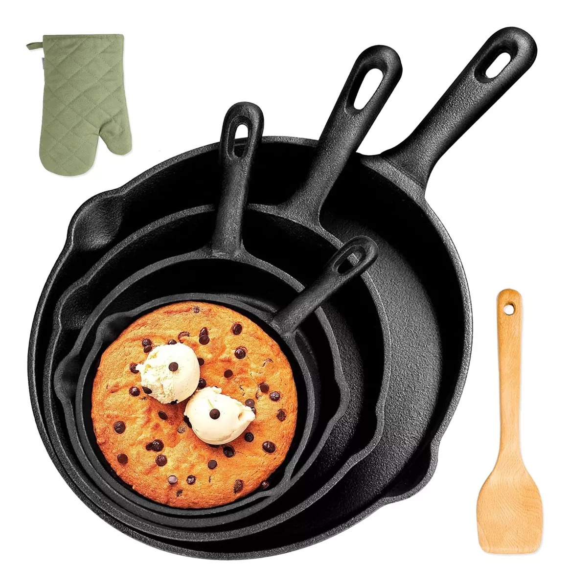 4pcs Sartenes De Hierro Fundido Skillet Sarten Para Cocinar