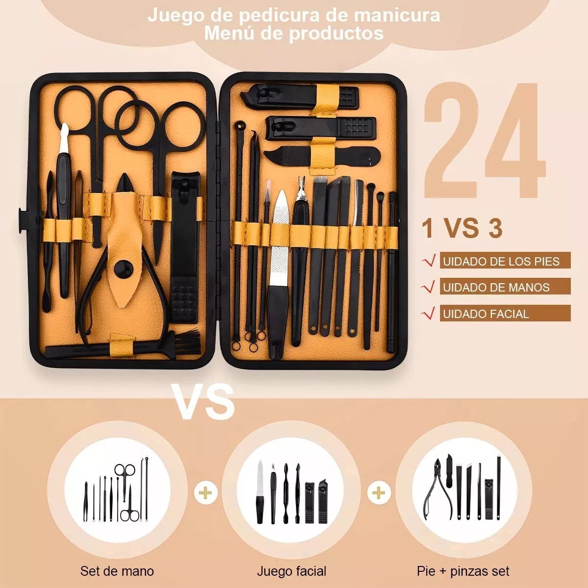 Set De Manicura Y Pedicura 24 En 1 Kit De Cortauñas Juegos De Cortaúñas Set De Manicura Y Pedicura De Acero Inoxidable Portátil Y Profesional Fácil De Recortar