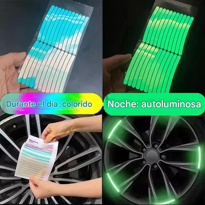 Pegatina roja cinta reflectante llanta rin coche tira advertencia seguridad rueda moto bici alerta