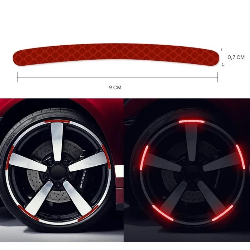 Pegatina roja cinta reflectante llanta rin coche tira advertencia seguridad rueda moto bici alerta