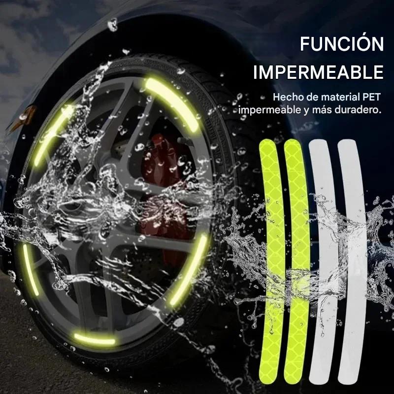 Pegatina roja cinta reflectante llanta rin coche tira advertencia seguridad rueda moto bici alerta