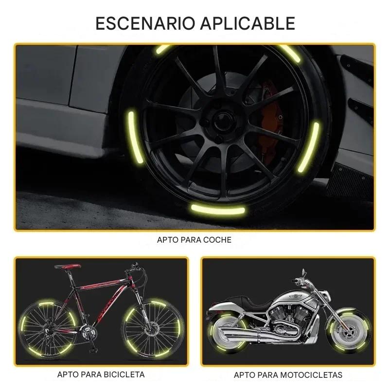 Pegatina roja cinta reflectante llanta rin coche tira advertencia seguridad rueda moto bici alerta