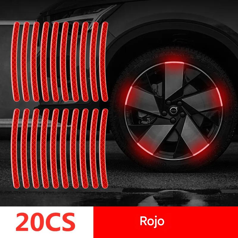 Pegatina roja cinta reflectante llanta rin coche tira advertencia seguridad rueda moto bici alerta