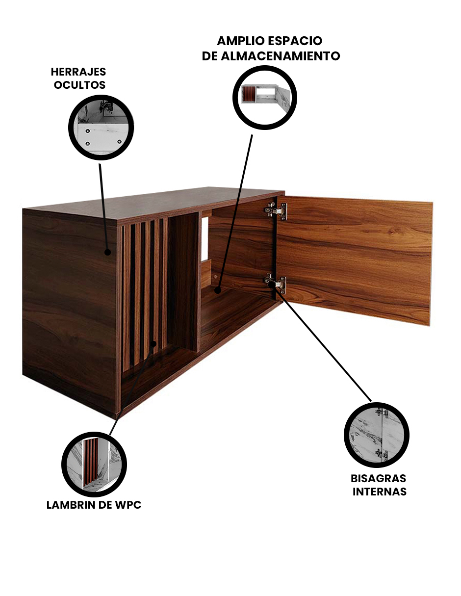 Gabinete Flotante Para Baño LUKE Sin Llave Y Ovalín
