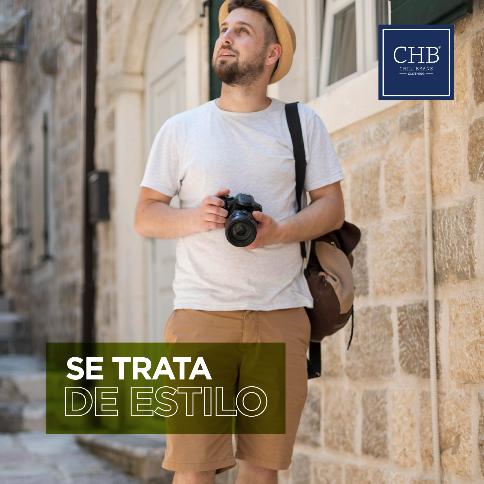 Bermuda Gabardina para hombre Beige Stretch CHB Chili Beans Clothing Co.