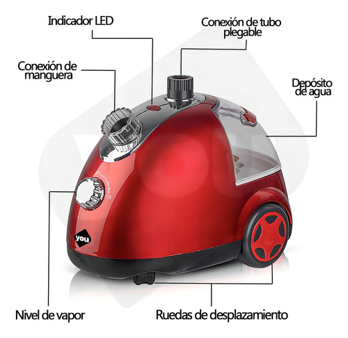 Plancha De Vapor Vertical Profesional Vaporizador Tela Ropa Color Rojo