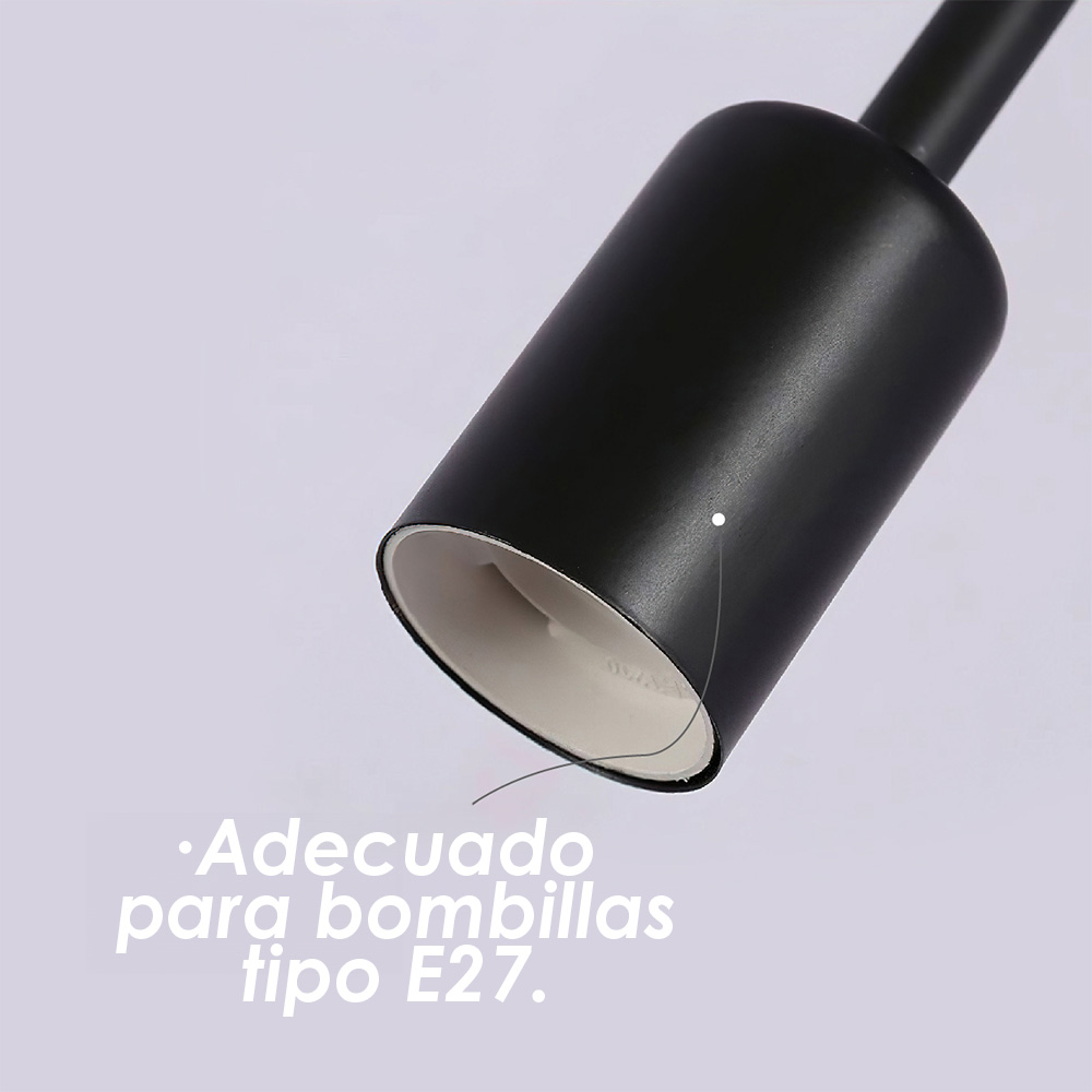 Lampara de techo estilo industrial hierro forjado minimalista negro con blanco 8 luces