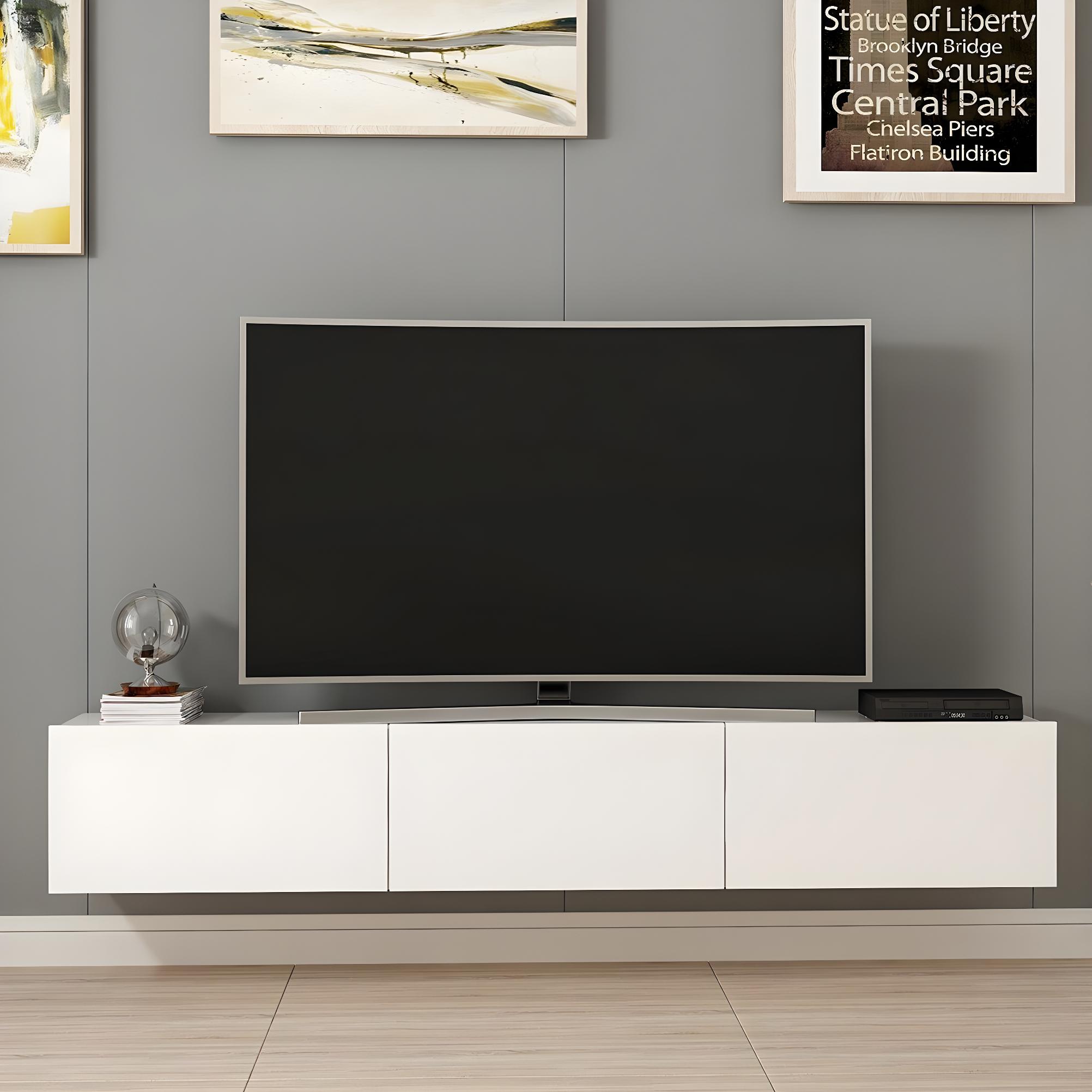 Mueble TV flotante con 3 puertas 180 Blanco 