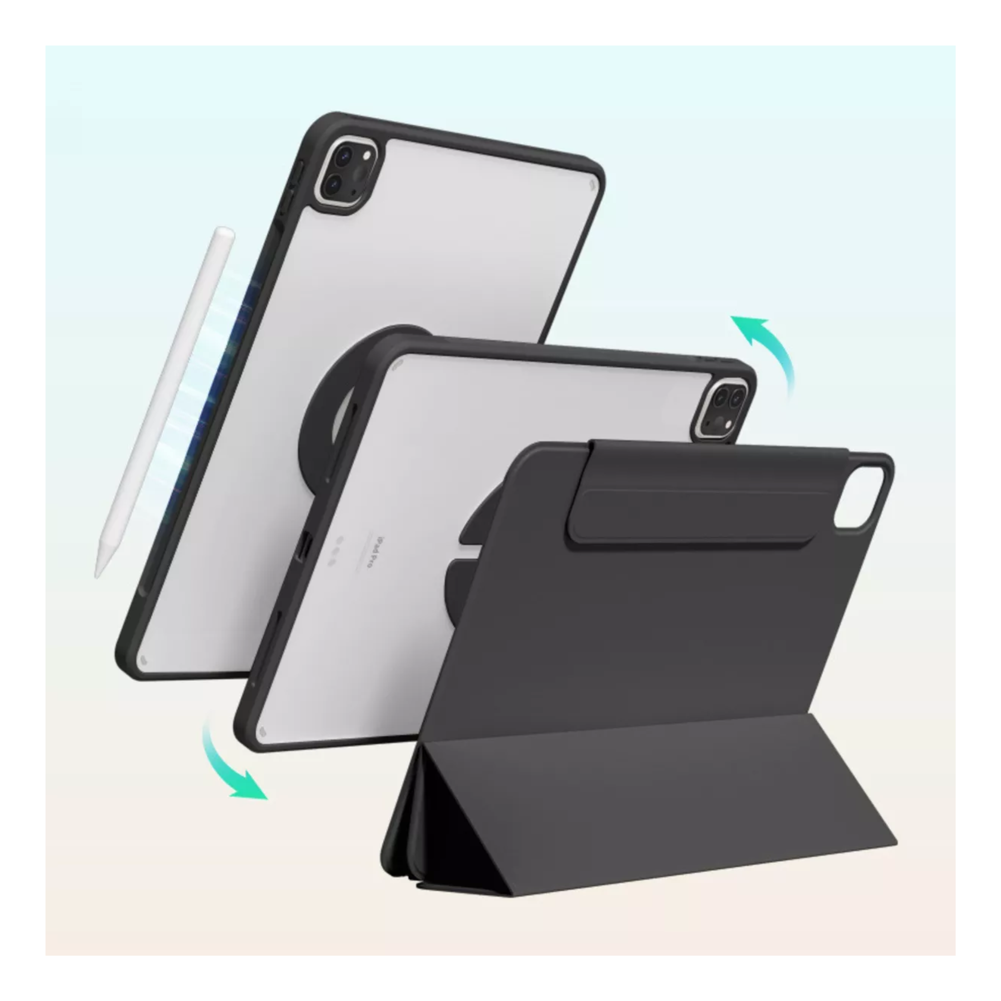 Funda Compatible con iPad Air 4th \ 5th (10.9")\ M2, Smart Cover 2 en 1 ,   Compatible con iPad Air M3 M3 (11") Color Negro