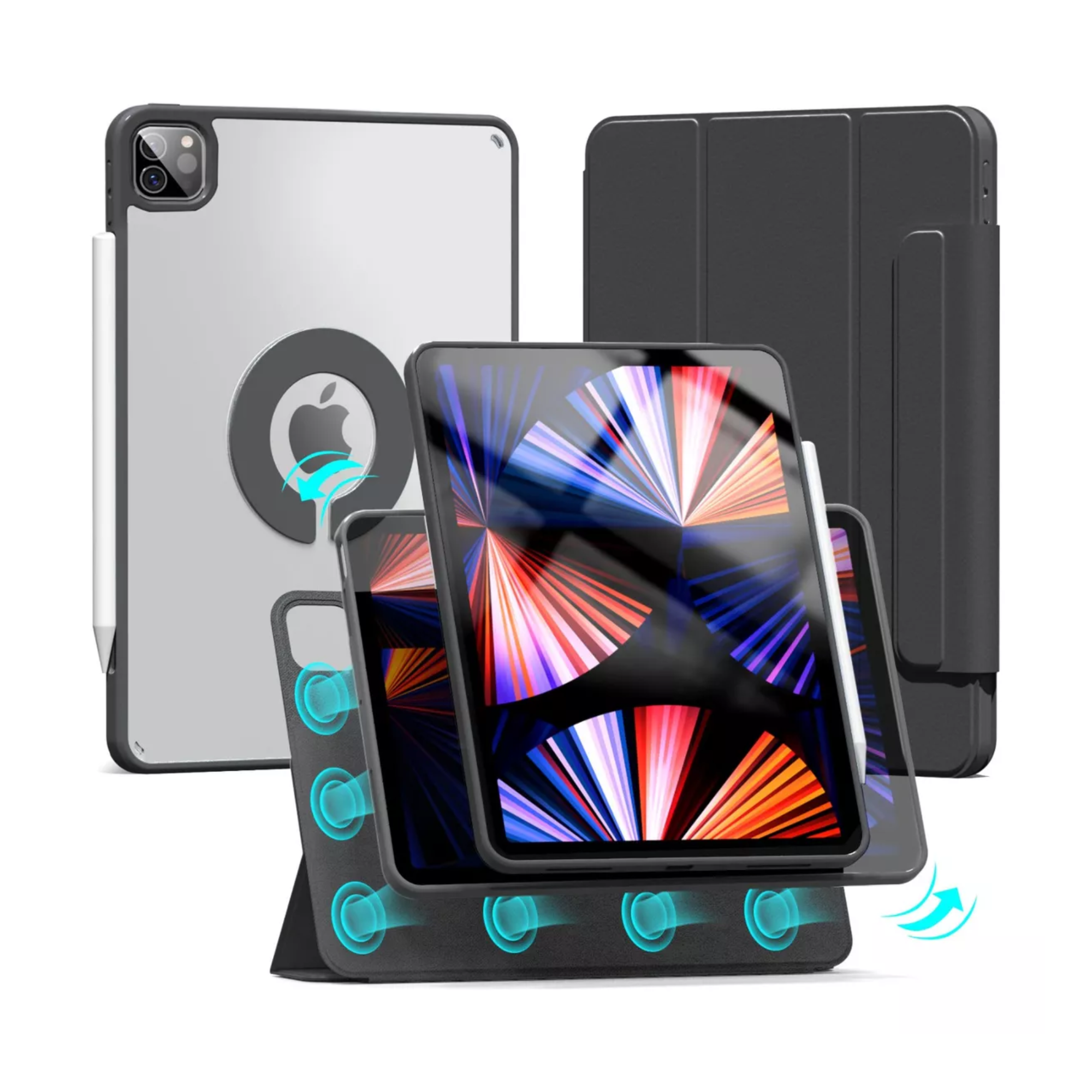 Funda Compatible con iPad Air 4th \ 5th (10.9")\ M2, Smart Cover 2 en 1 ,   Compatible con iPad Air M3 M3 (11") Color Negro