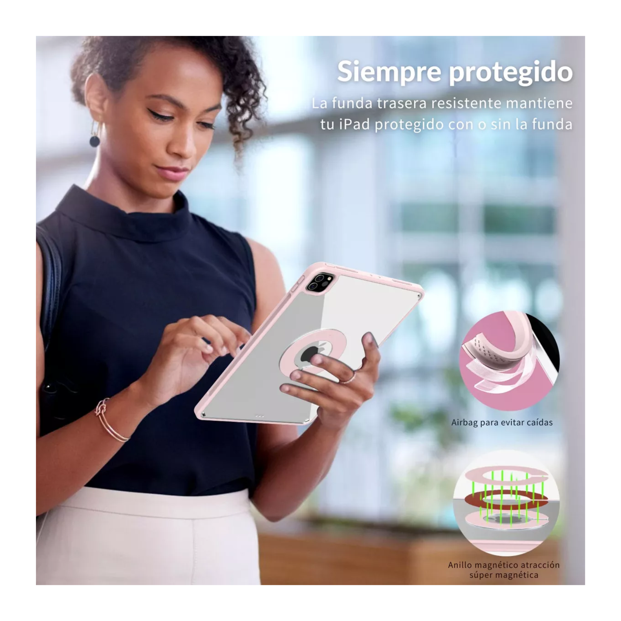 Funda Compatible con iPad Air 4th \ 5th (10.9")\ M2, Smart Cover 2 en 1 ,   Compatible con iPad Air M3 M3 (11") Color Negro