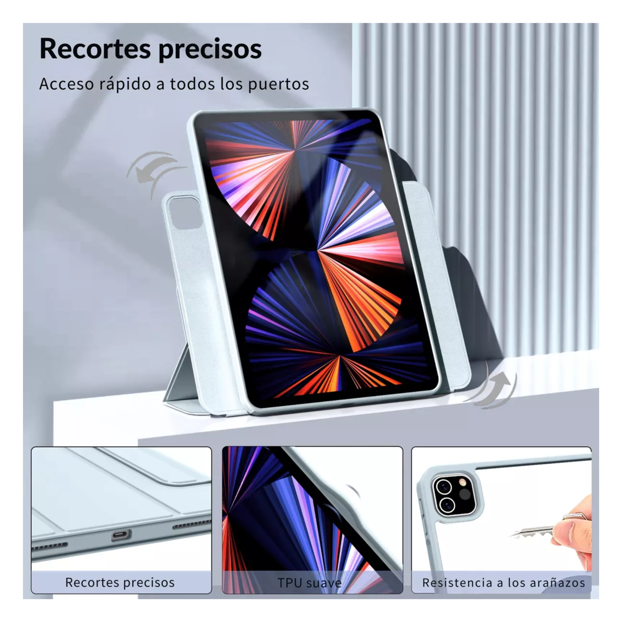 Funda Compatible con iPad Air 4th \ 5th (10.9")\ M2, Smart Cover 2 en 1 ,   Compatible con iPad Air M3 M3 (11") Color Negro