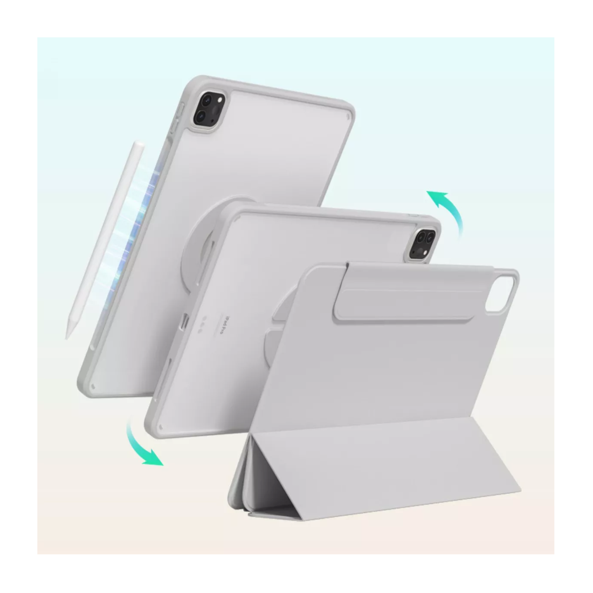 Funda Compatible con iPad Air 4th \ 5th (10.9")\ M2,  Smart Cover 2 en 1 , Compatible con iPad Air M3 M3 (11")Color Gris
