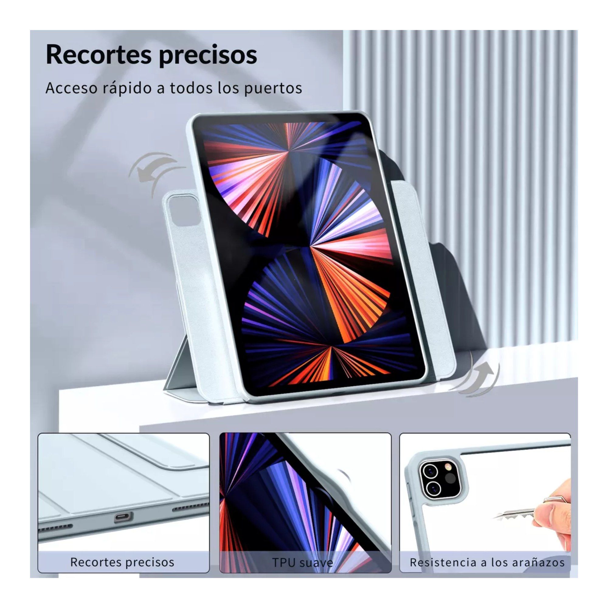 Funda Compatible con iPad Air 4th \ 5th (10.9")\ M2,  Smart Cover 2 en 1 , Compatible con iPad Air M3 M3 (11")Color Gris