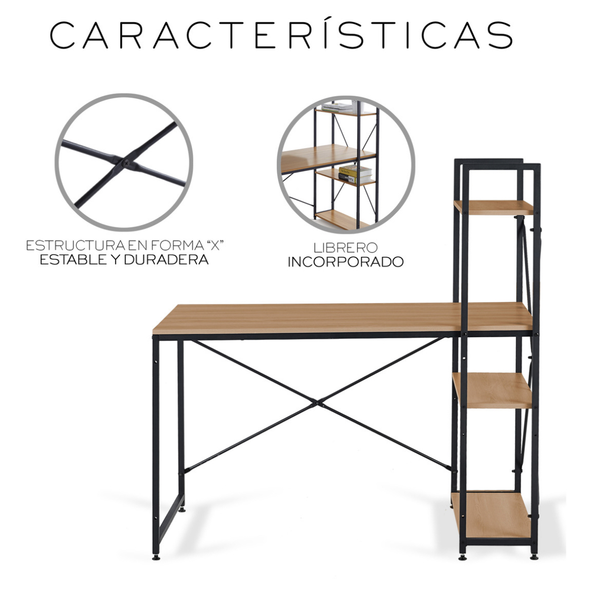 Escritorio Oficina Estacion Trabajo Metal Repisa Minimalista