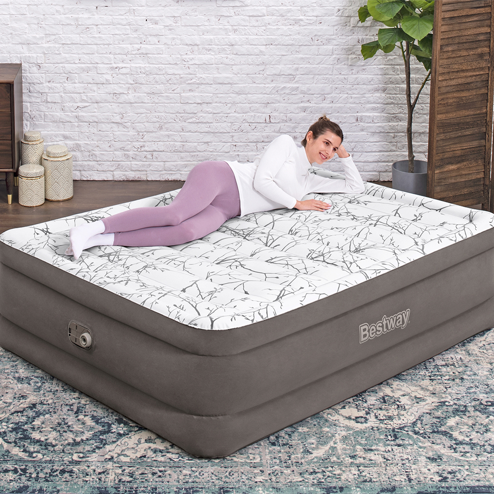 Colchon Inflable Bestway Queen Size Doble Altura Con Bomba