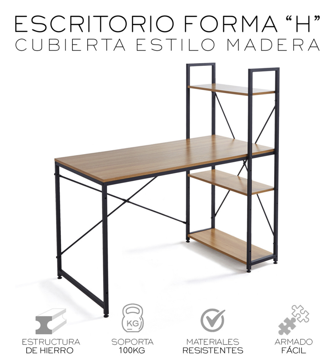 Escritorio Oficina Estacion Trabajo Metal Repisa Minimalista