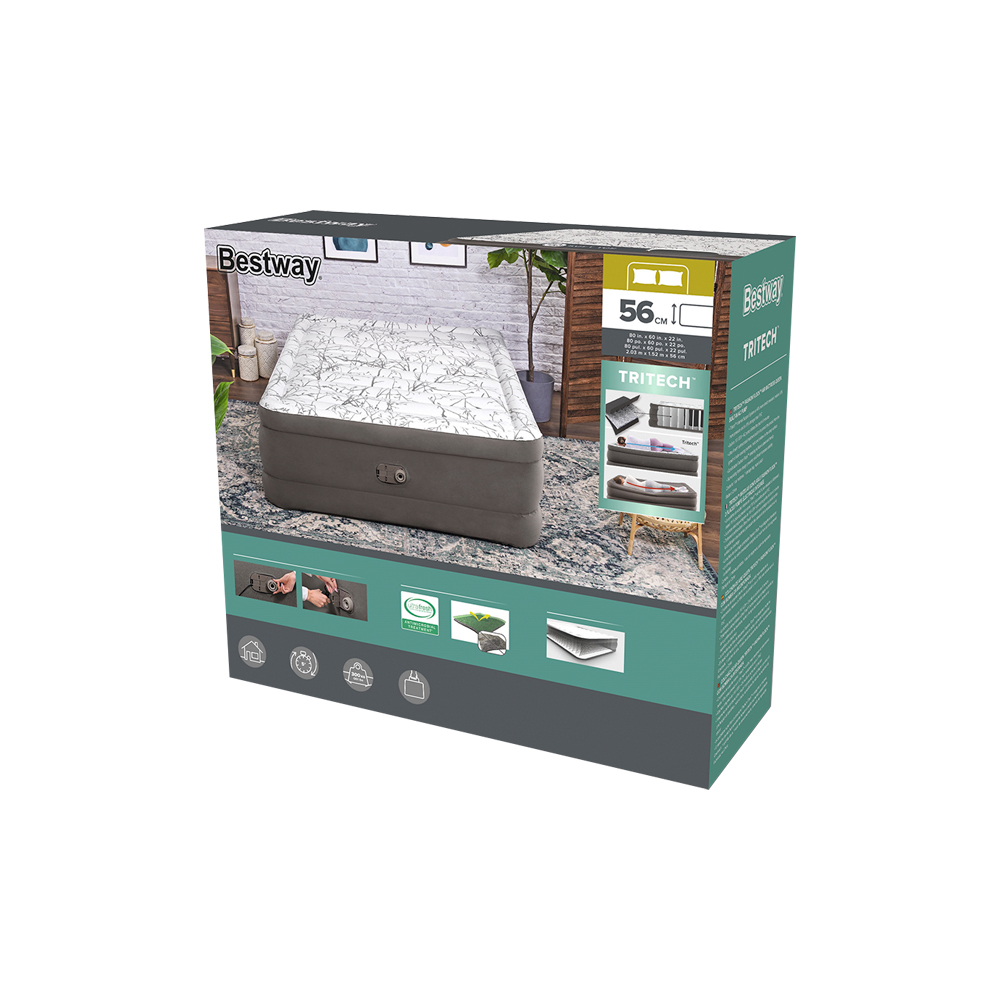 Colchon Inflable Bestway Queen Size Doble Altura Con Bomba