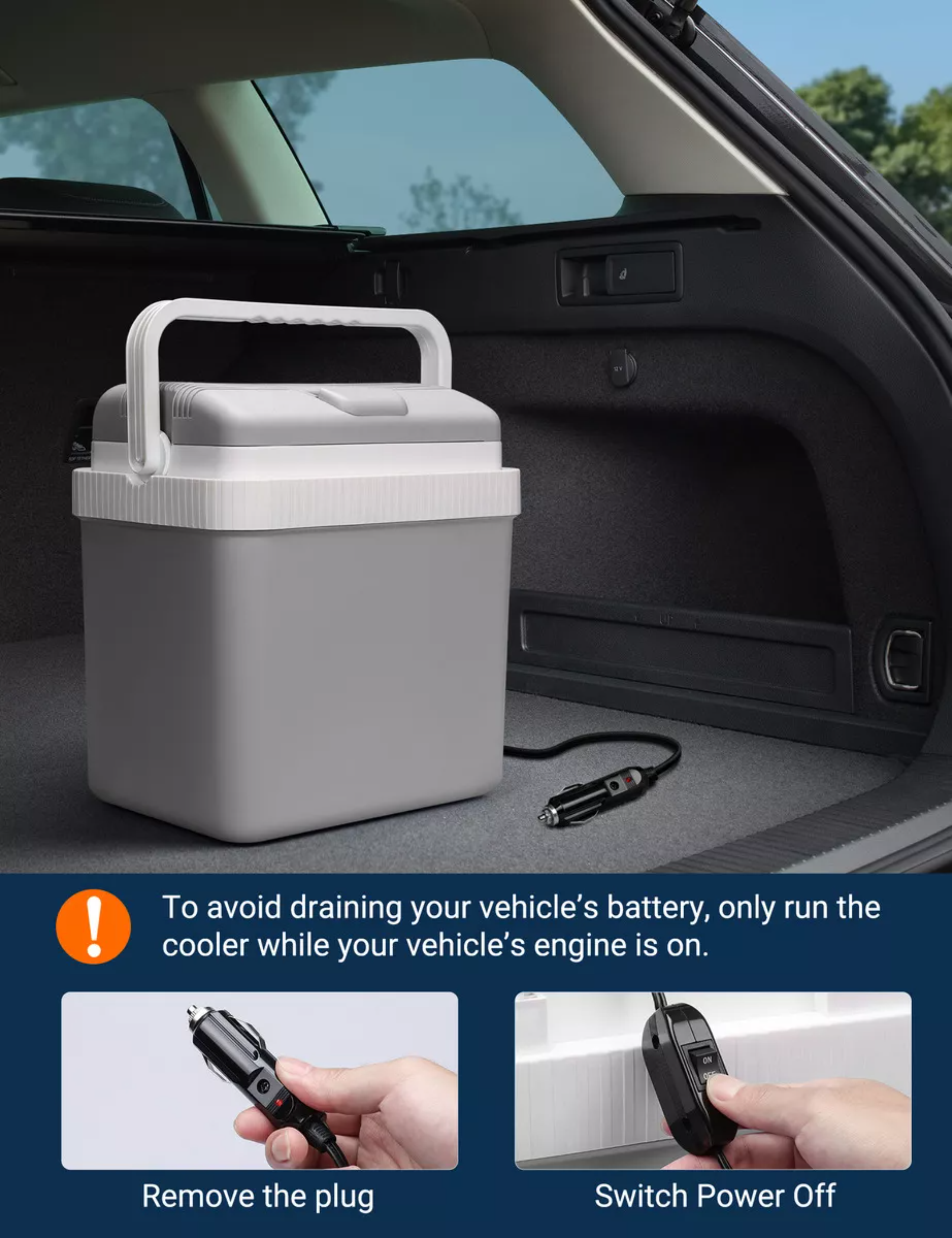 Hielera Camping Hielera Portátil Neveras Portátiles Mini Refrigerador Freezer Gris Para Autos Enchufe Dc