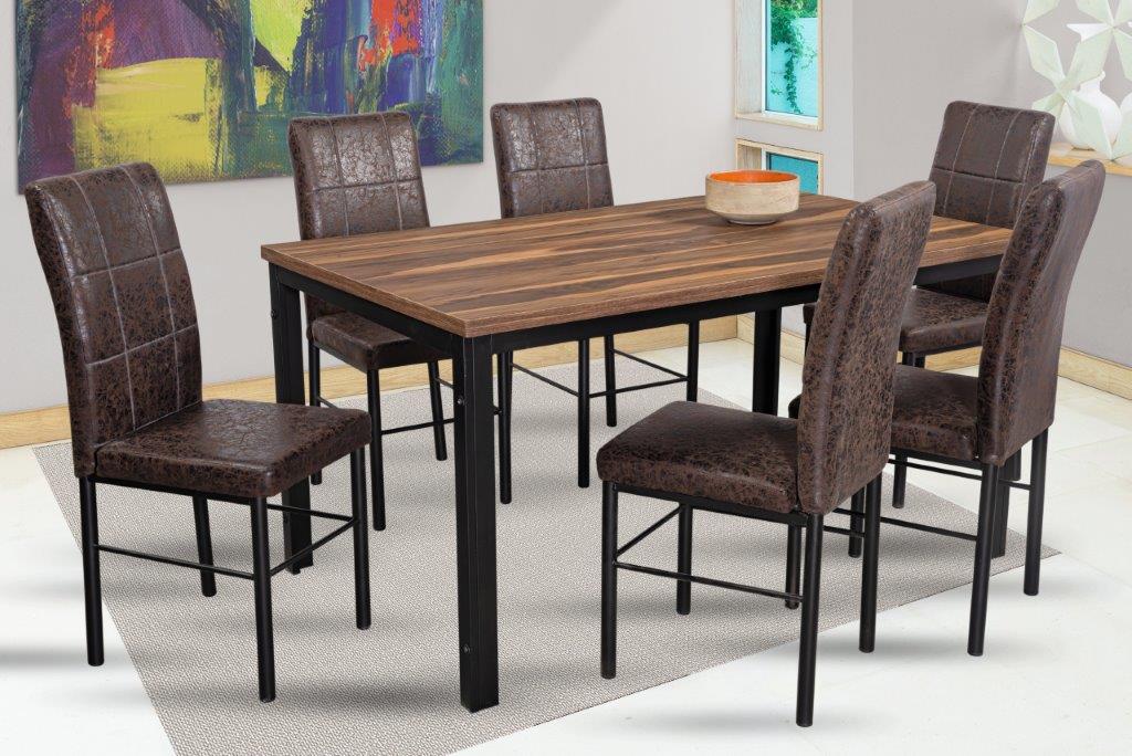 Comedor Adra Parota Café 6 Sillas Tubular Mobilkraft