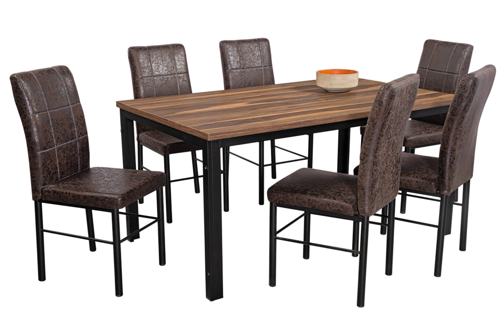 Comedor Adra Parota Café 6 Sillas Tubular Mobilkraft