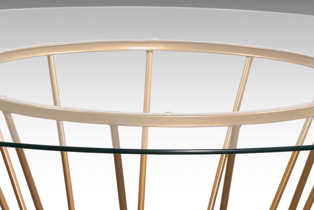 Comedor Nwest 4 Sillas Tubular Oro y Cubierta de Cristal Templado Mobilkraft