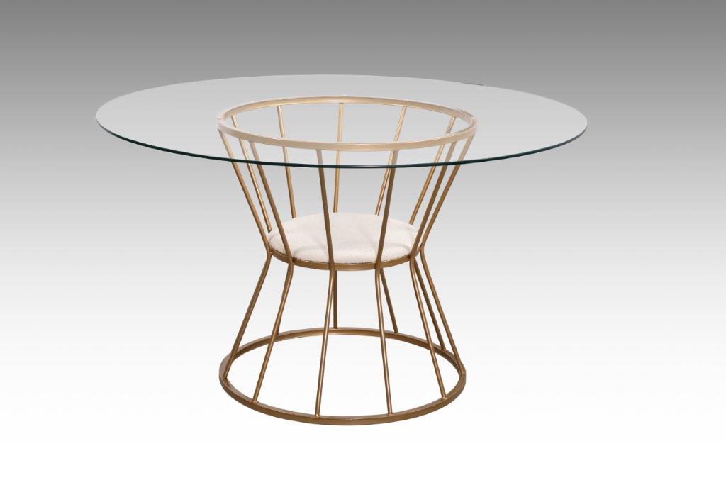 Comedor Nwest 4 Sillas Tubular Oro y Cubierta de Cristal Templado Mobilkraft