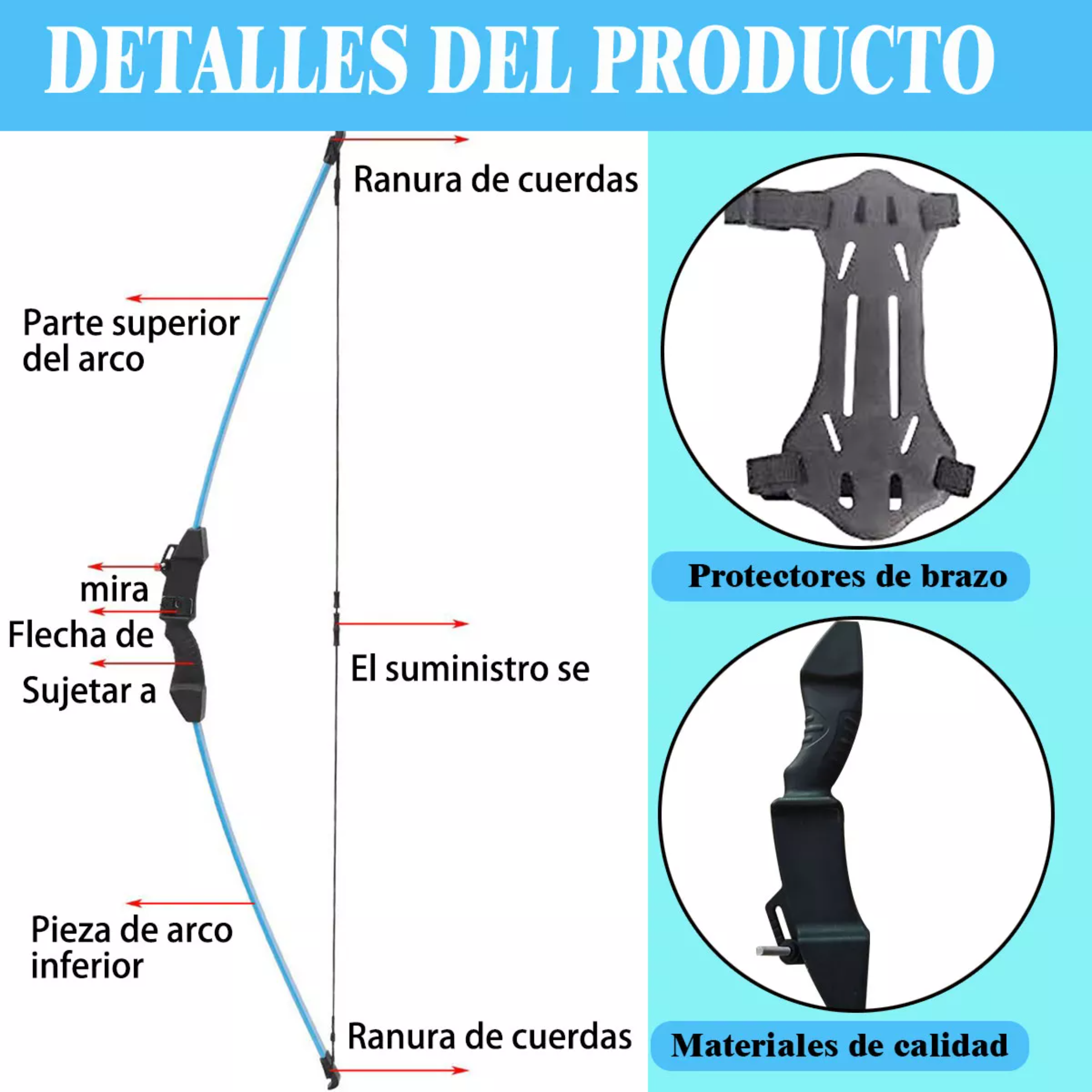 Arco Recurvo Deportivo Con Flechas Y Accesorios Para Niño